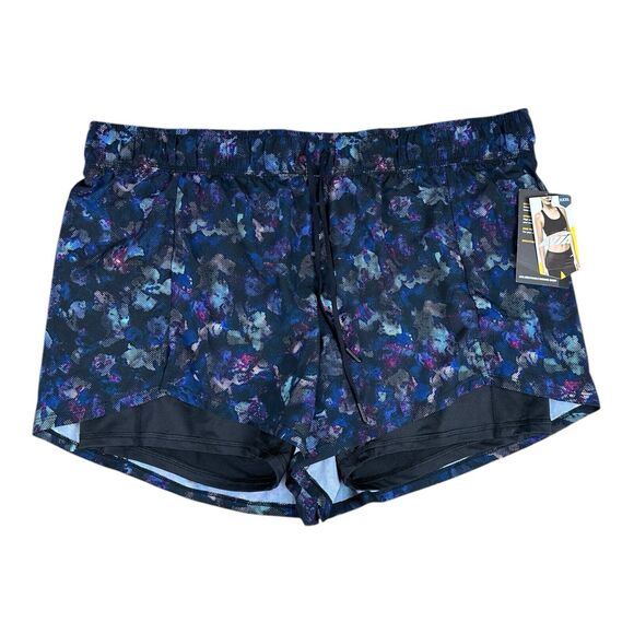 AVIA Shorts Womens 3X 22 Black Multi Lined Running Elastic Waist Drawstring NWT - Picture 1 of 7